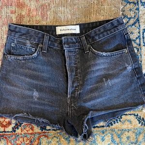 Reformation, High-Waisted Jean Short, Black, Size 26